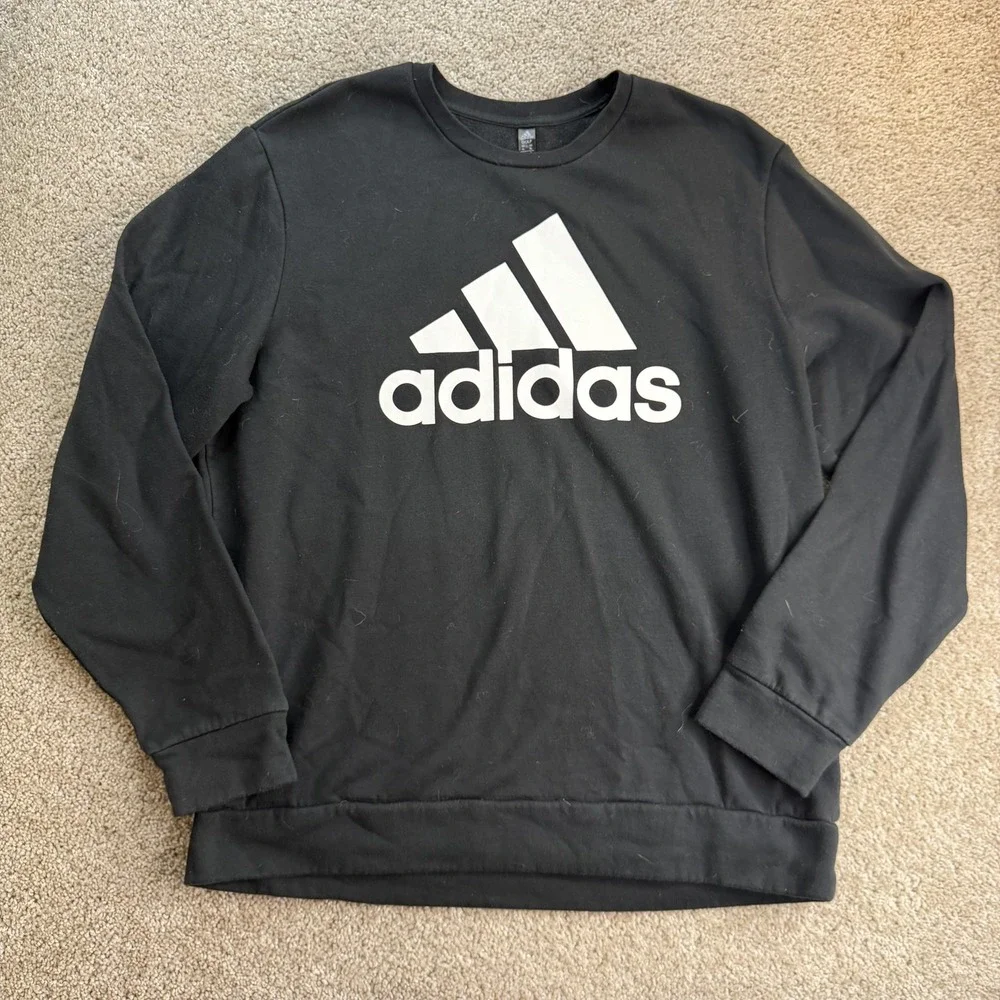 Adidas Golf Sweatshirt Mens XL Black Fleece Pullover Logo Graphic Crewneck